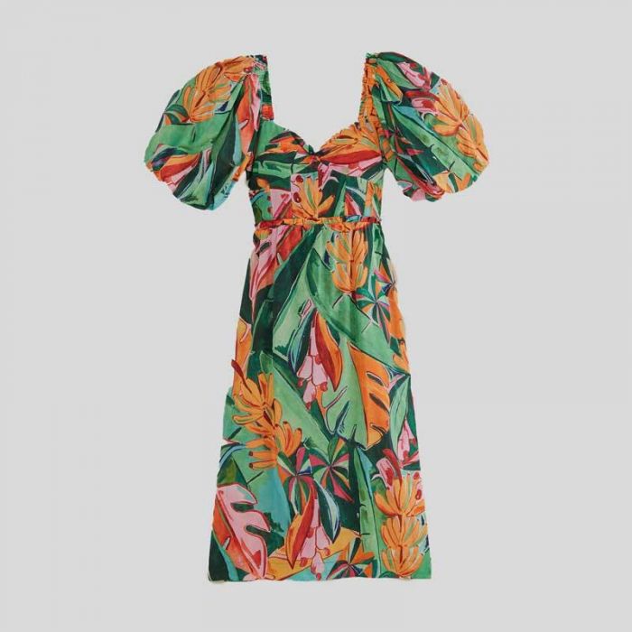 PUFFED SLEEVE MIDI DRESS - فستان | FARM RIO - فارم ريو PUFFED SLEEVE MIDI DRESS - فستان | FARM RIO - فارم ريو