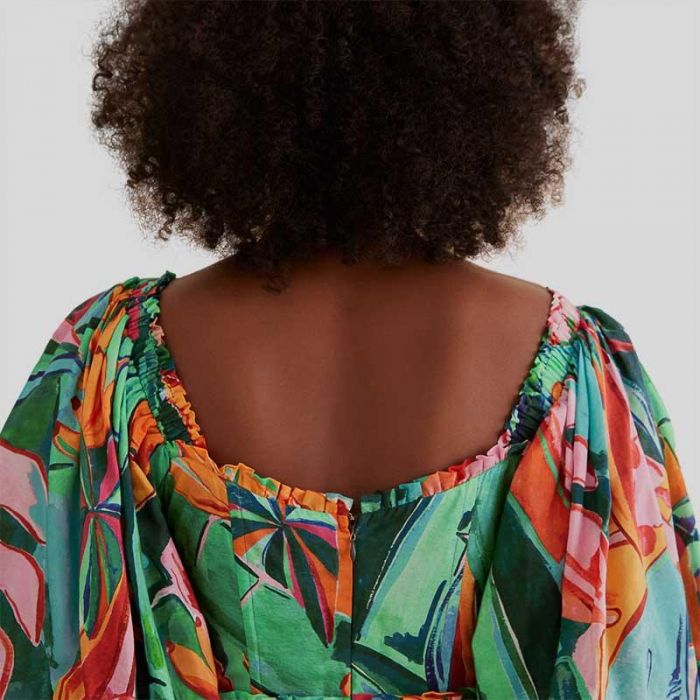 PUFFED SLEEVE MIDI DRESS - فستان | FARM RIO - فارم ريو PUFFED SLEEVE MIDI DRESS - فستان | FARM RIO - فارم ريو