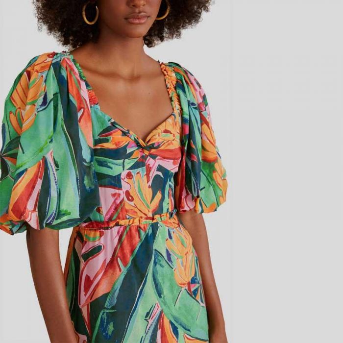 PUFFED SLEEVE MIDI DRESS - فستان | FARM RIO - فارم ريو PUFFED SLEEVE MIDI DRESS - فستان | FARM RIO - فارم ريو