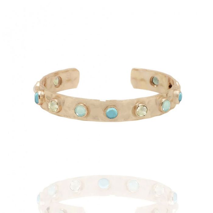14KT GOLD PLATED W CHALCEDONY TURQ YELLOW CRYSTAL - أساور | ATELIER MON - أتيلير مون