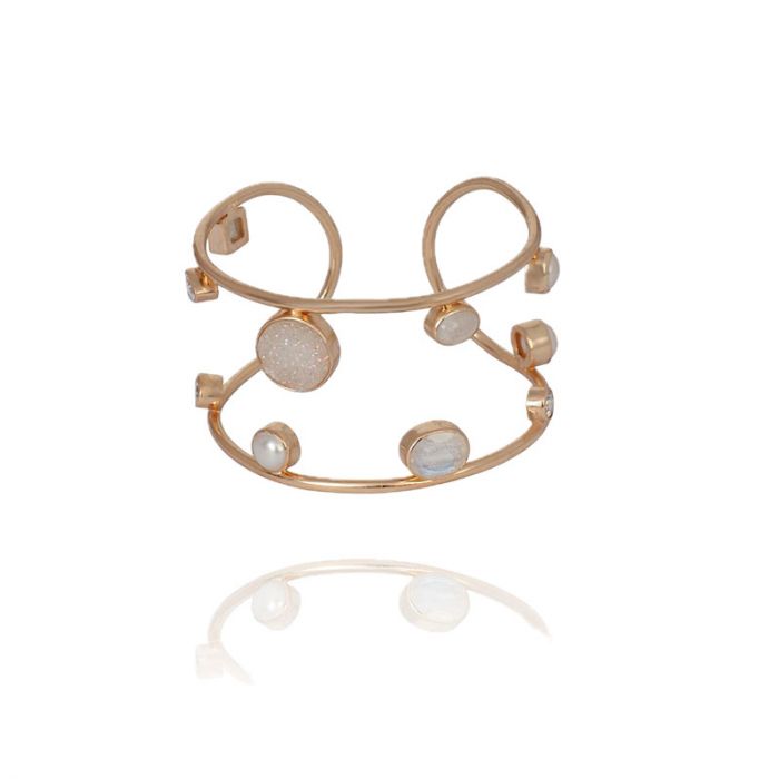 14KT GOLD PLATED W DRUZY PEARL MOONSTONE ZIRCONIA - أساور | ATELIER MON - أتيلير مون