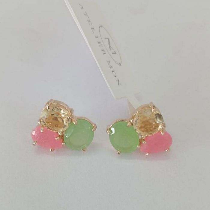 14K SUGAR POP 3 STONE STUDS - أقراط | ATELIER MON - أتيلير مون 14K SUGAR POP 3 STONE STUDS - أقراط | ATELIER MON - أتيلير مون