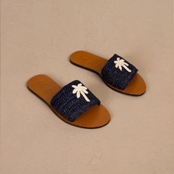 PATRIOT BLUE BAND WITH NATURAL PALM - صنادل نسائية | MANEBI - مانيبي