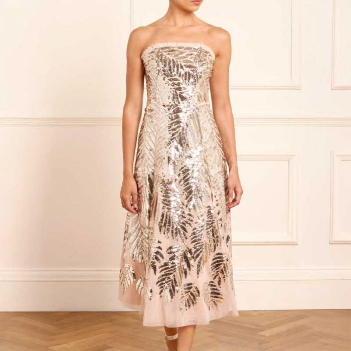 F SEQUIN STRLESS BALLERINA DRESS WITH CAPE - فستان | NEEDLE & THREAD - نيدل & ثريد
