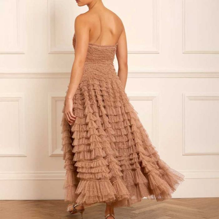 HATTIE RUFFLE STRAPLESS ANKLE GOWN - فستان | NEEDLE & THREAD - نيدل & ثريد HATTIE RUFFLE STRAPLESS ANKLE GOWN - فستان | NEEDLE & THREAD - نيدل & ثريد