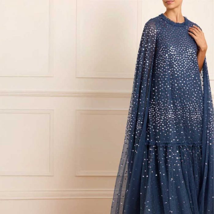 SCATTER DOT CAPE TIERED ANKLE GOWN - فستان | NEEDLE & THREAD - نيدل & ثريد SCATTER DOT CAPE TIERED ANKLE GOWN - فستان | NEEDLE & THREAD - نيدل & ثريد