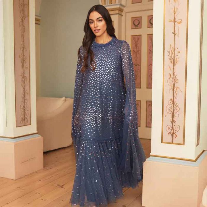 SCATTER DOT CAPE TIERED ANKLE GOWN - فستان | NEEDLE & THREAD - نيدل & ثريد SCATTER DOT CAPE TIERED ANKLE GOWN - فستان | NEEDLE & THREAD - نيدل & ثريد