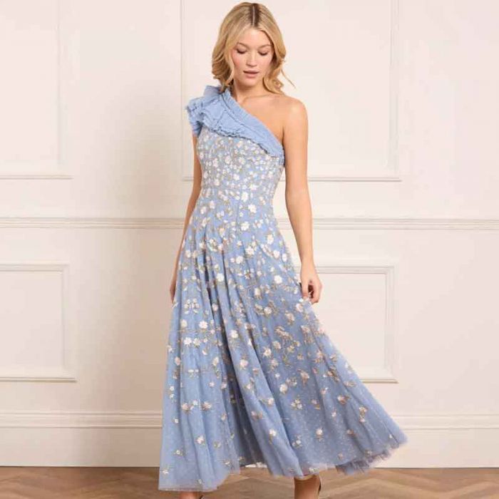 LEA DITSY ONE-SHOULDER ANKLE GOWN - فستان | NEEDLE & THREAD - نيدل & ثريد