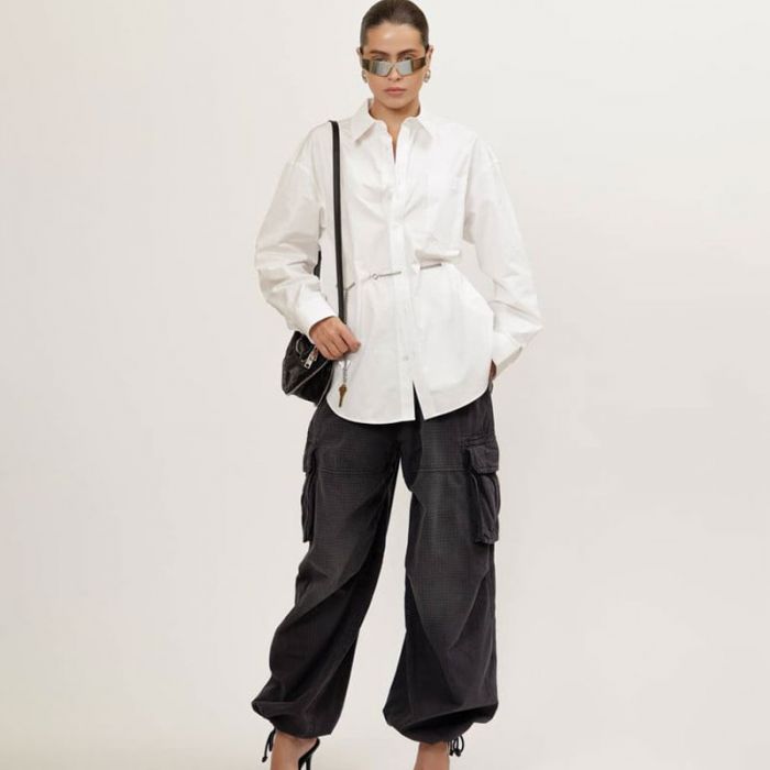 TURNED DOWN ELASTIC CARGO PANT - بنطلونات | ALEXANDER WANG - الكسندر وانغ TURNED DOWN ELASTIC CARGO PANT - بنطلونات | ALEXANDER WANG - الكسندر وانغ