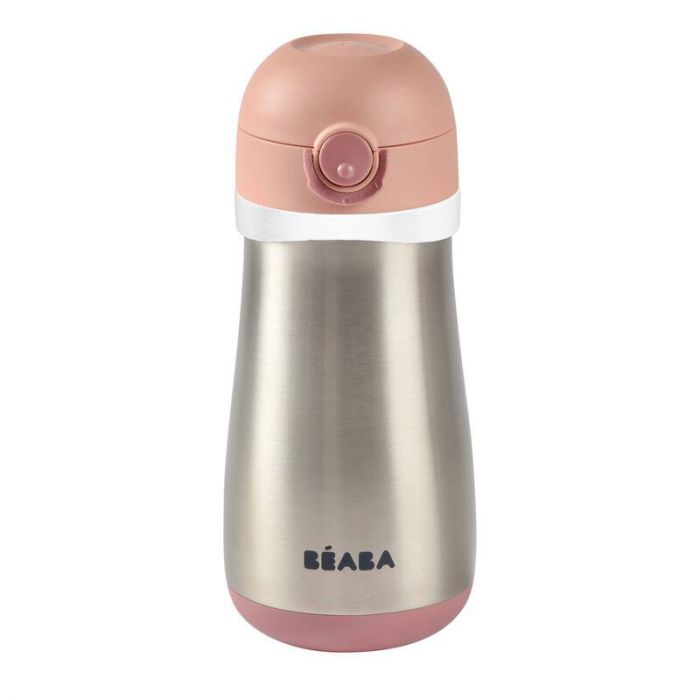 BEABA STAINLESS STEEL BOTTLE 350 ML HANDLE OLD PINK - إكسسوارات | BEABA - بيابا