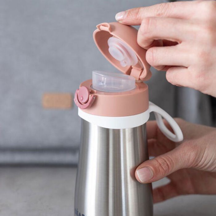 BEABA STAINLESS STEEL BOTTLE 350 ML HANDLE OLD PINK - إكسسوارات | BEABA - بيابا BEABA STAINLESS STEEL BOTTLE 350 ML HANDLE OLD PINK - إكسسوارات | BEABA - بيابا