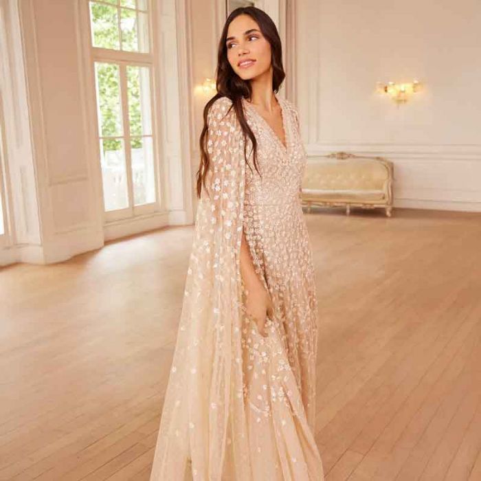 CLOVER CAPE SLEEVE ANKLE GOWN - فستان | NEEDLE & THREAD - نيدل & ثريد CLOVER CAPE SLEEVE ANKLE GOWN - فستان | NEEDLE & THREAD - نيدل & ثريد