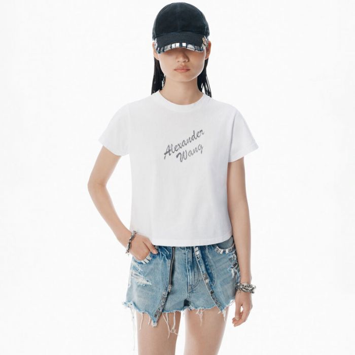 SHRUNKEN TEE W HOTFIX LOGO - تي شيرت | ALEXANDER WANG - الكسندر وانغ