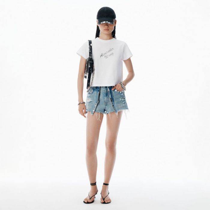 SHRUNKEN TEE W HOTFIX LOGO - تي شيرت | ALEXANDER WANG - الكسندر وانغ SHRUNKEN TEE W HOTFIX LOGO - تي شيرت | ALEXANDER WANG - الكسندر وانغ