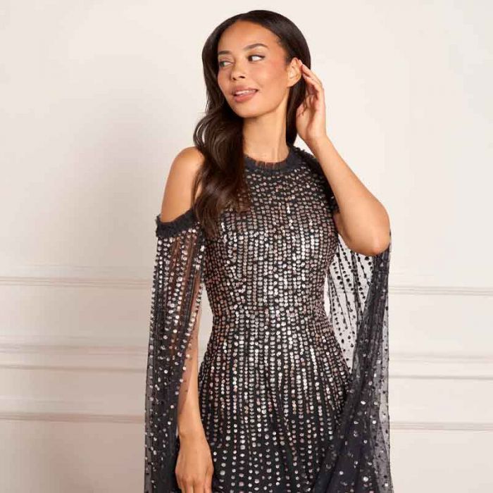 MOONLIGHT SQ CAPE SLEEVE ANKLE GOWN - فستان | NEEDLE & THREAD - نيدل & ثريد MOONLIGHT SQ CAPE SLEEVE ANKLE GOWN - فستان | NEEDLE & THREAD - نيدل & ثريد