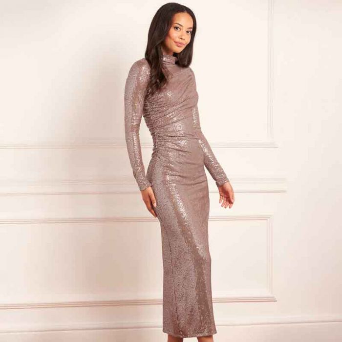 MALIA TURTLENECK ANKLE GOWN - فستان | NEEDLE & THREAD - نيدل & ثريد