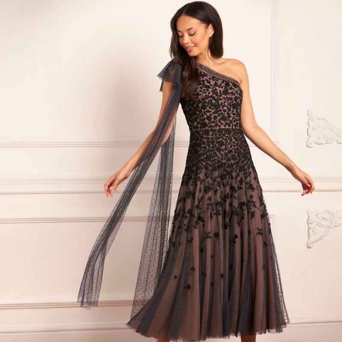 SYLVIA ROSE ONE SHOULDER BOW ANKLE GOWN - فستان | NEEDLE & THREAD - نيدل & ثريد SYLVIA ROSE ONE SHOULDER BOW ANKLE GOWN - فستان | NEEDLE & THREAD - نيدل & ثريد