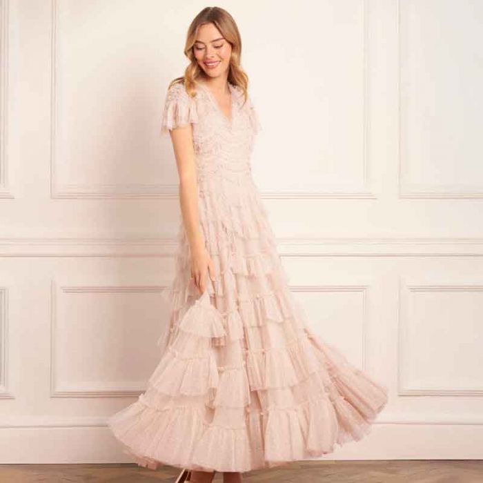 AVIANA V NECK GOWN - فستان | NEEDLE & THREAD - نيدل & ثريد