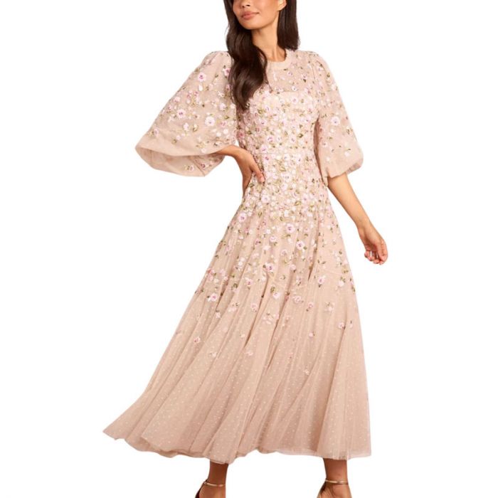SYLVIA ROSE ROUND NECK ANKLE GOWN - فستان | NEEDLE & THREAD - نيدل & ثريد