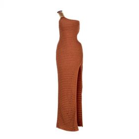 KNIT ONE SHOULDER MAXI DRESS - فستان طويل منسوج بحياكة واحدة بكتف واحد