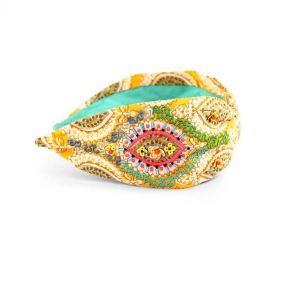 EMBROIDERED HEADBAND YELLOW MULTI  - باند شعر مطرز باللون الأصفر