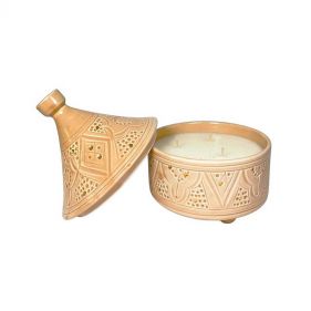 CANDLE TAJINE BOX SAHARA GOLD CERAMIC  - حامل شمع