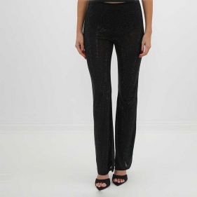 SHEER BOOT LEG PANT WITH CLEAR - بنطلون