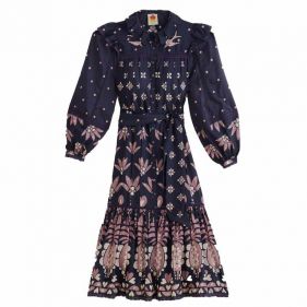 LONG SLEEVE MIDI DRESS  - فستان