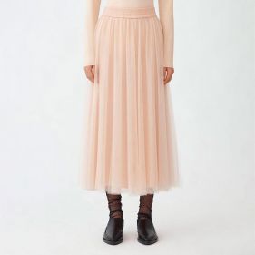 WOOL SILK CREPE SKIRT WITH BACK VENT  - تنورة