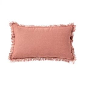 LINEN CUSHION WITH FRINGES ROSE CAMEO 30 X 50 - مخدات