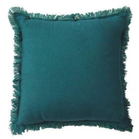 LINEN CUSHION WITH FRINGES BLUE LAKE 45 X 45 - مخدات