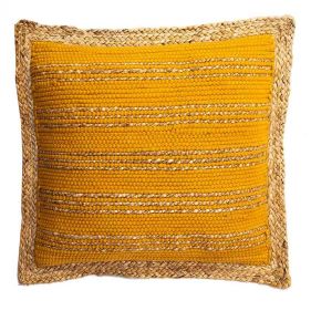 JUTE CHINDI STRIPE CUSHION HONEY 50 X 50 - مخدات