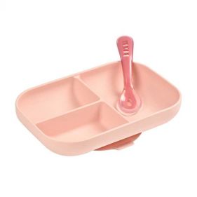 SILICONE SUCTION DIVIDED PLATE PINK - إكسسوارات