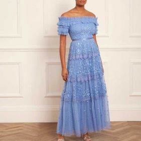 MIDSUMMER LACE OFF-SHOULDER GOWN  - فستان