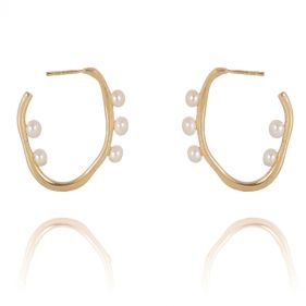 14KT GOLD PLATED W PEARLS - أقراط