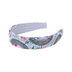 EMBROIDERED HAIRBAND : NAMJOSH : GREY : OS - إكسسوارات شعر