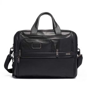 TUMI ALPHA EXP ORG LAPTOP BRIEF BLACK OS