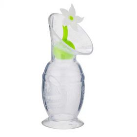 SILICONE BREAST PUMP & FLOWER STOPPER - WHITE - زجاجة رضاعة 