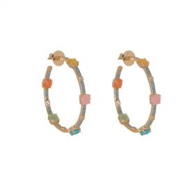 14K  SUGAR POP PAVE HOOPS - أقراط