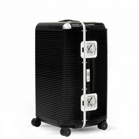 BANK LIGHT TRUNK ON WHEELS L POLYCARBONATE : FABBRICA PELLETTERIE MILANO : LICORICE BLACK : OS - أمتعة زي إتش