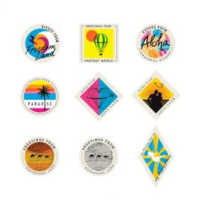 ACCESSORY STICKERS (PACK 9 PCS) PAPER : FABBRICA PELLETTERIE MILANO : POP MIX COLORS : OS - إكسسوارات حقائب