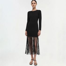 SHARRON MAXI FRINGE DRESS  - فستان