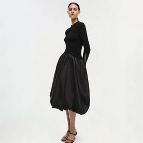 KENLIE L S MOCK NECK MIDI DRESS  - فستان