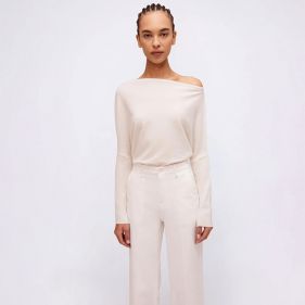 LAVINA DRAPED OFF SHOULDER SWEATER  - بلوزة صوف