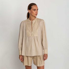 BLOUSE CROSS L/S BUTTONS - بلوزة