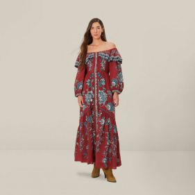 OFF SHOULDER MAXI DRESS - فستان