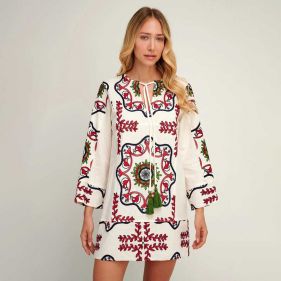 EMBROIDERED TUNIC DRESS - فستان