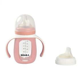 2  IN  1 LEARNING BOTTLE 210ML   SILICONE SLEEVE OLD PIINK - إكسسوارات