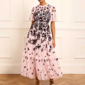 FLUTTERING FLOWERS ANKLE GOWN  - فستان