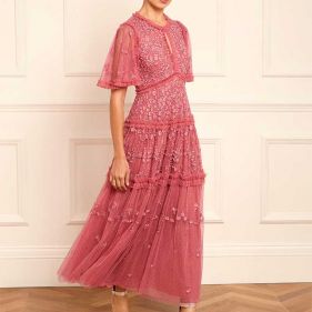 AUTUMN LACE ANKLE GOWN  - فستان